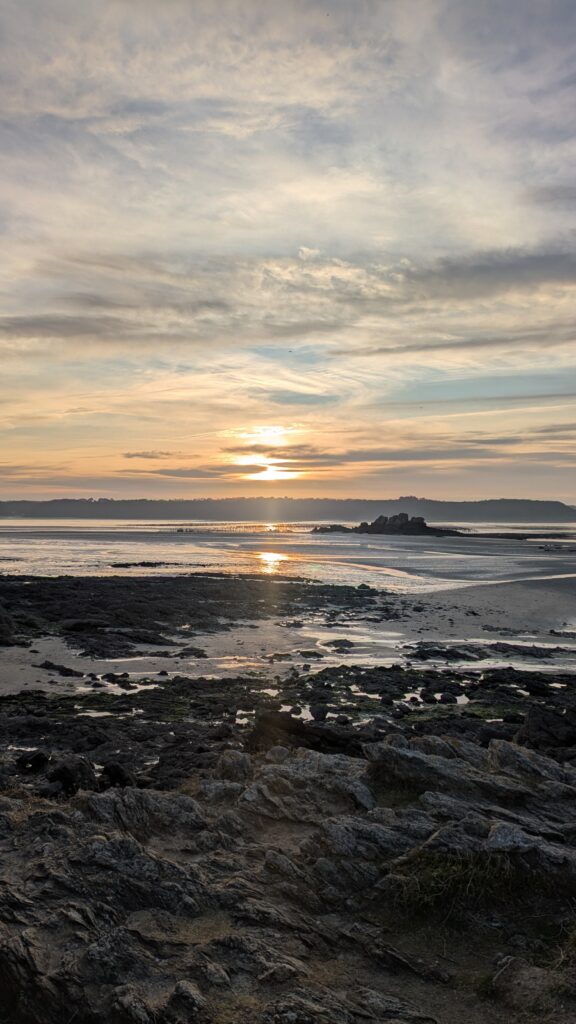 the île des ébihens in brittany at sunset