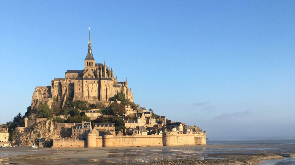 the mont-saint-michel in the bay at low tide