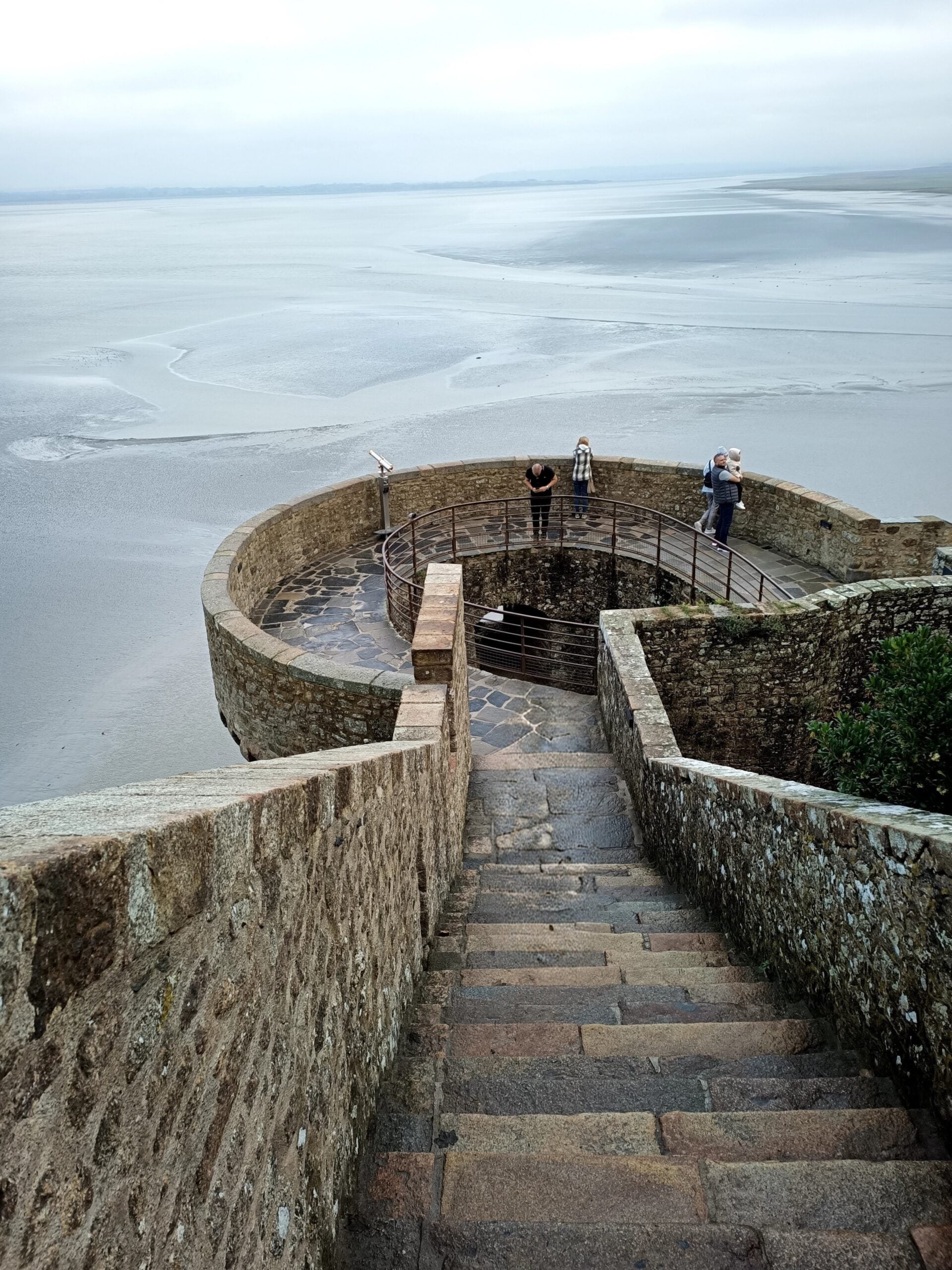 the ramparts of the mont-saint-michel on a grey day