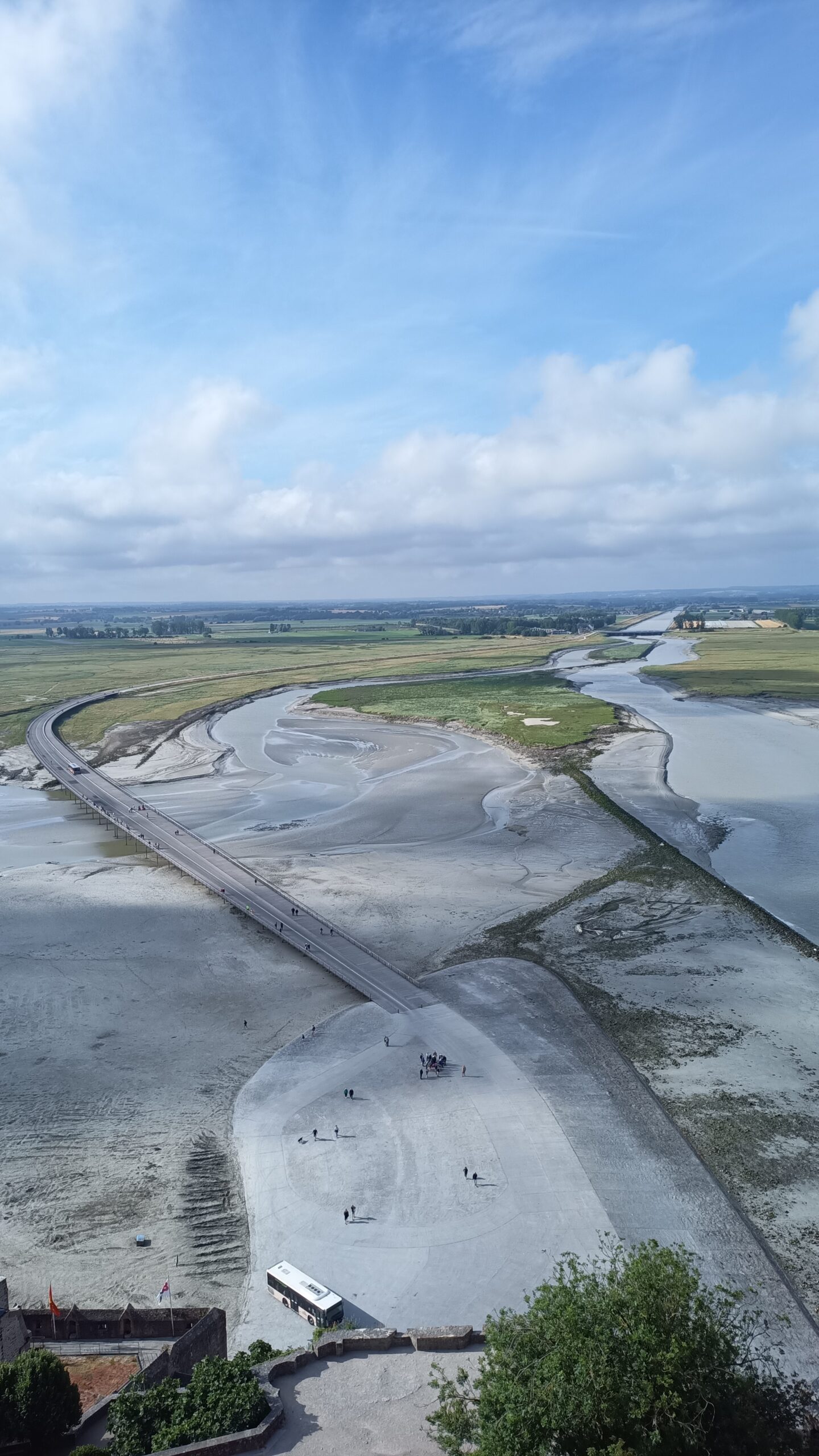 view from the abbey of the bay at low tide mont-saint-michel, normandy