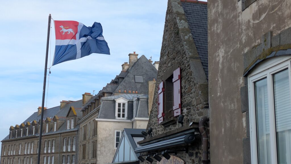 st-malo flag on the ramparts in the intra muros of st-malo
