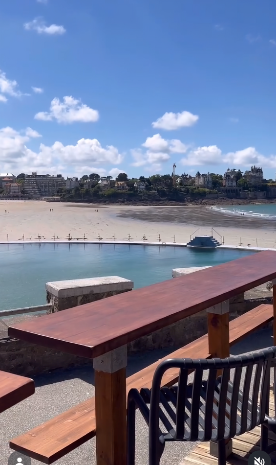 the sunset bar in dinard overlooking the tidal pool and beach